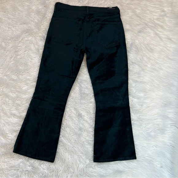 Citizens Of Humanity Demy Cropped Velvet Flare Pant Midnight Green Plush 29 - Picture 11 of 13